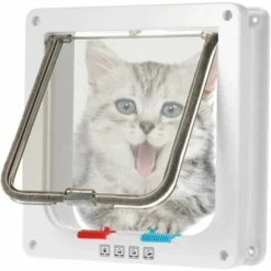 Chatière à Puce électronique Chatière Chatière à Puce électronique Marron Chatière Avec Kits De Vis Pour Chat Et Petit Chien Blanc, Medium