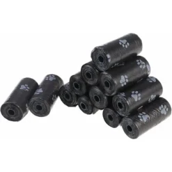 Sacs Ramasse-crottes Pour Chiens, Chats, Animal Domestique, Noir, 12 Rouleaux (180 Sacs En Total)