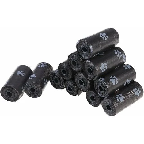 Sacs Ramasse-crottes Pour Chiens, Chats, Animal Domestique, Noir, 12 Rouleaux (180 Sacs En Total)