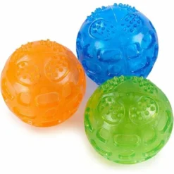 Balle Pour Chien Couinante Indestructible, Ensemble De 3 Balles Pour Chien, Balle Couinante Pour Grands Et Petits Chiens, Balle Pour Chien Flottante (orange, Bleu, Vert), 8cm