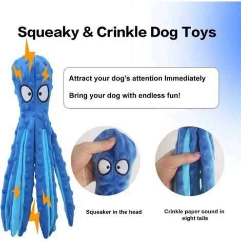 Jouets De Poulpe Grinçants,Jouets En Peluche Sans Rembourrage Pour La Dentition Des Chiots Et Chiens, Jouets à Mâcher Interactifs Durables Pour Chiens De Petite Et Moyenne 2 Pièces(bleu, Violet) – Image 2