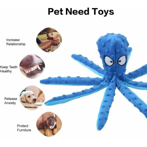 Jouets De Poulpe Grinçants,Jouets En Peluche Sans Rembourrage Pour La Dentition Des Chiots Et Chiens, Jouets à Mâcher Interactifs Durables Pour Chiens De Petite Et Moyenne 2 Pièces(bleu, Violet) – Image 5