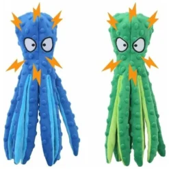 Jouet Chien Indestructible, 2 Pièces 32 Cm Jouet Pour Chien Qui Couine, Jouet Chien Peluche Indestructible, Jouets à Couinement Pour Chiens Chiot, Jouet Chien Interactif, Bleu + Vert