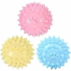 3 PCS Pet Training Ball Floatable Dog Pool Toy Dogs Chew Spiky Ball For Puppy, Idéal Pour Les Fournitures De Nettoyage Des Dents Des Chiens De Taille Moyenne Et Petite, Bleu Rose Jaune
